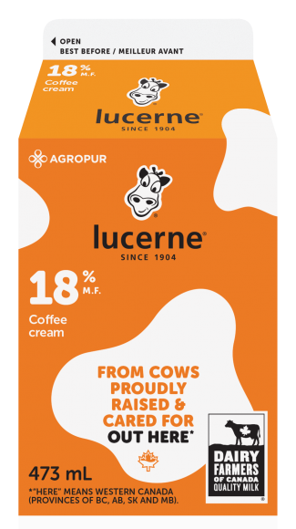 Lucerne 18% Coffee Cream 473 Milliliters