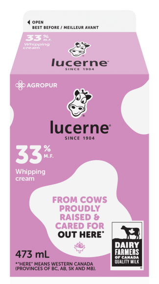 Lucerne 33% Whipping Cream 473 Milliliters