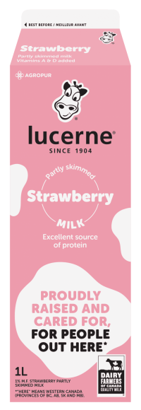 Lucerne 1% Strawberry partly skimmed milk
