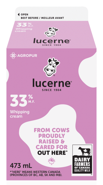 Lucerne 33% Whipping Cream 473 Milliliters