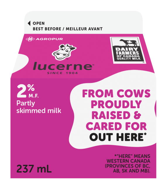 Lucerne 2% Partly Skimmed Milk 237 Milliliters