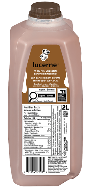 Lucerne Partly Skimmed Chocolate Milk 2 Liters Jug
